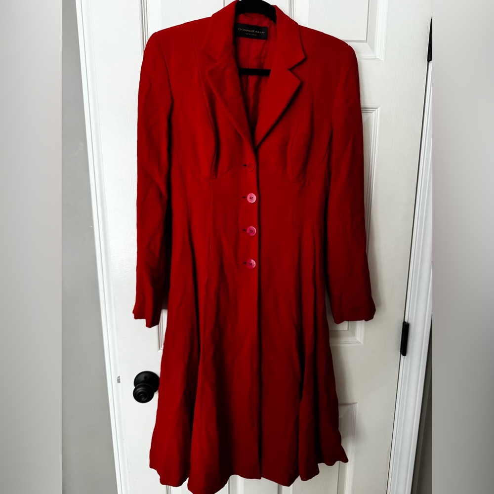 Donna Karan Vibrant Red Long Sleeve Vintage Dress